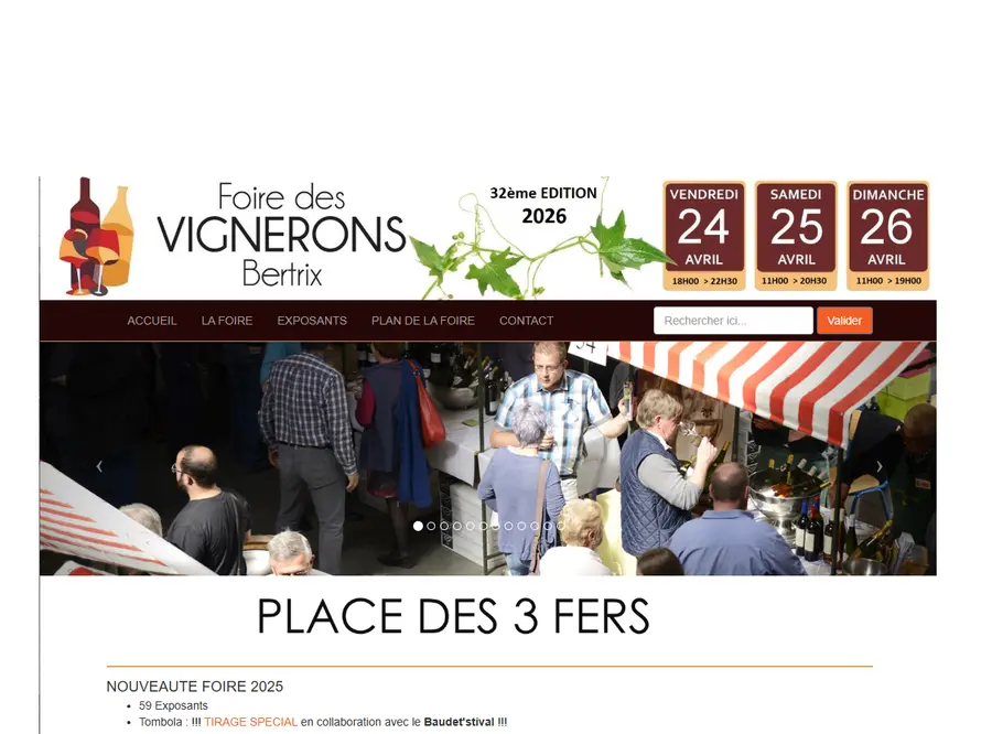 Aperçu du site Internet foiredesvignerons.com réalisé par Infopixel